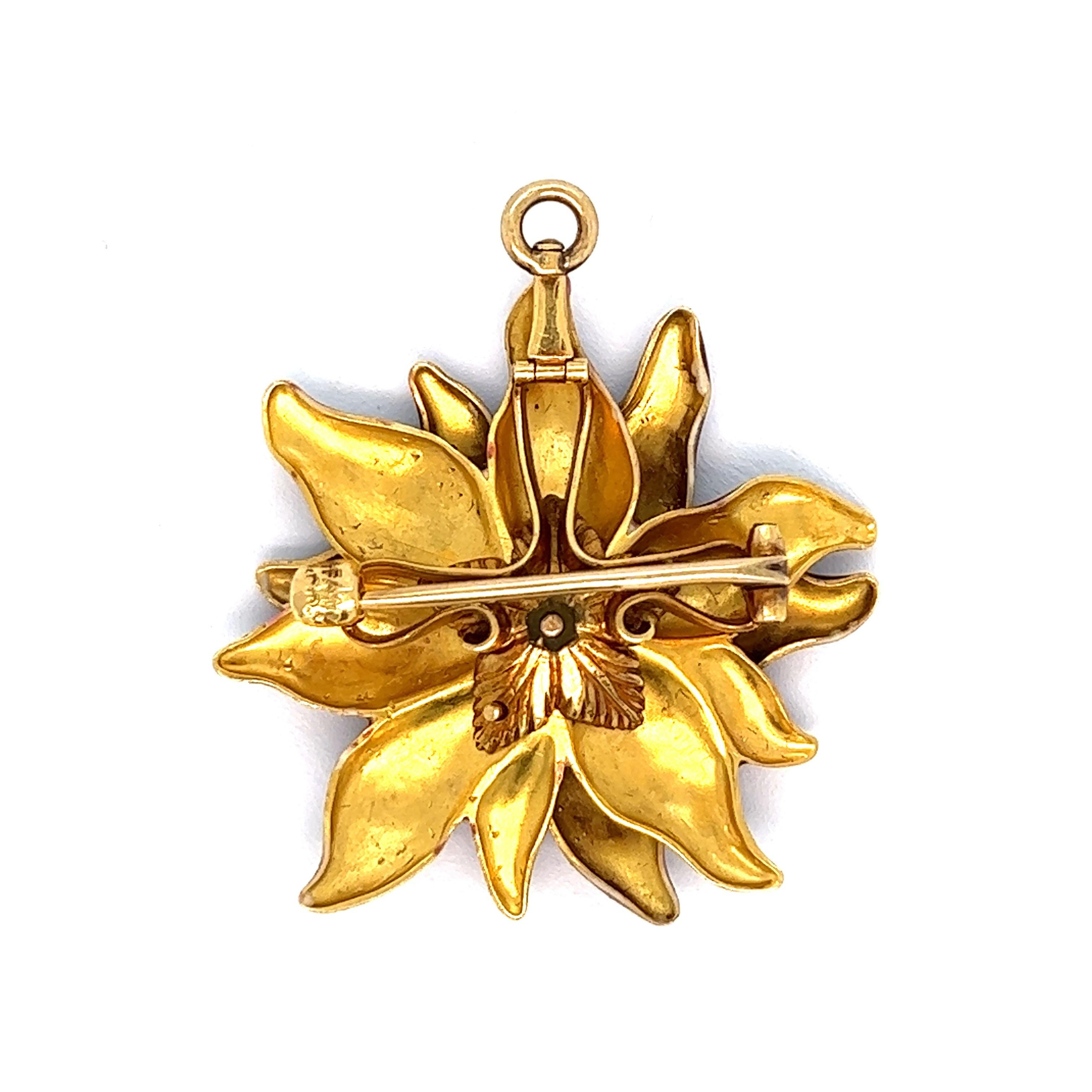 Tiffany & Co. Flower Brooch Pendant In Excellent Condition For Sale In New York, NY