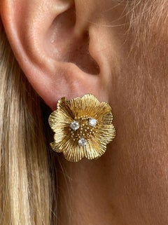 Tiffany & Co. Flower Diamond 18k Yellow Gold Earrings