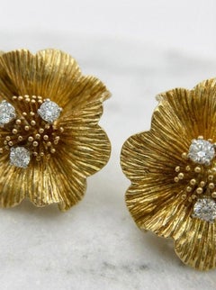Tiffany & Co. Flower Diamond 18k Yellow Gold Earrings