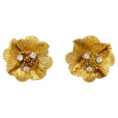 Tiffany & Co. Flower Diamond 18k Yellow Gold Earrings