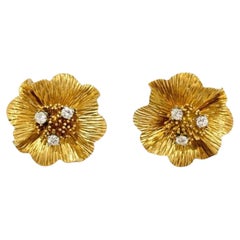 Tiffany & Co. Flower Diamond 18k Yellow Gold Earrings