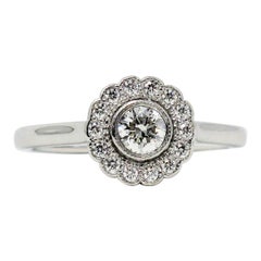 Vintage Tiffany & Co. Flower Enchant Round Diamond Halo Band Ring Platinum