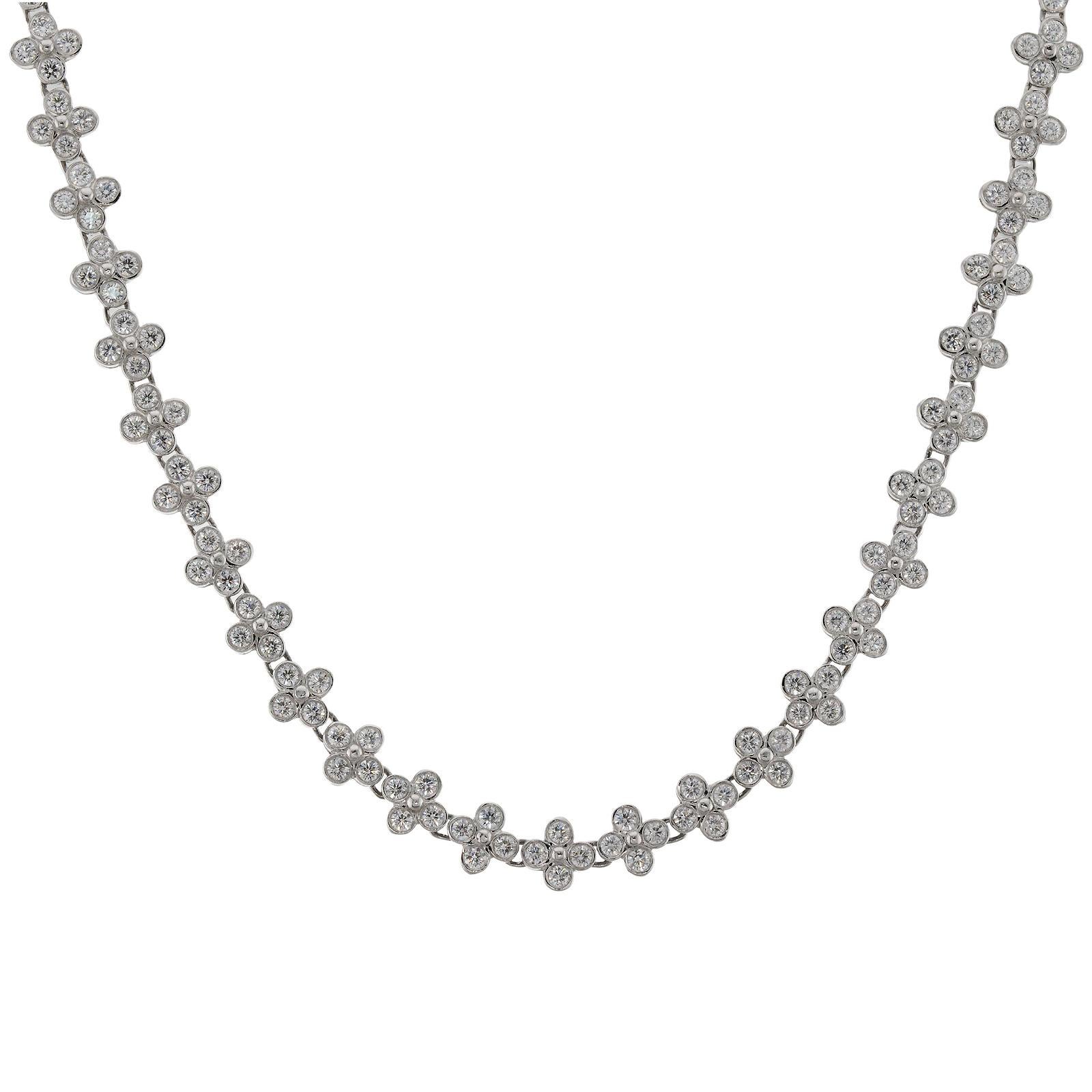 TIFFANY & CO Halskette aus Platin mit Blumenspitze und Diamanten im Angebot 2