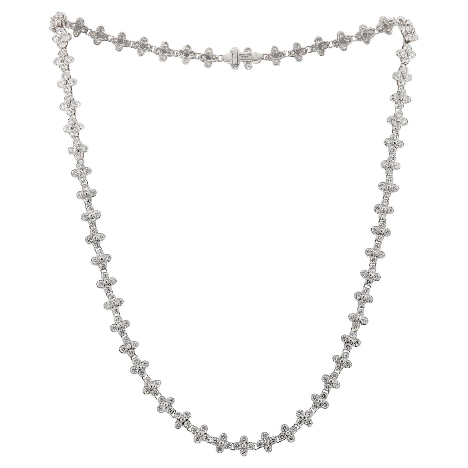 TIFFANY & CO Halskette aus Platin mit Blumenspitze und Diamanten