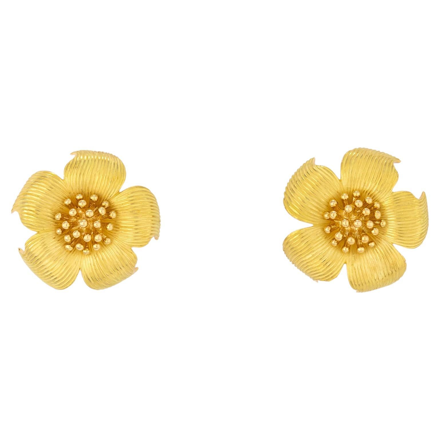 Tiffany & Co. Flower Motif Earrings For Sale