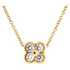 Tiffany & Co. Flower Pendant Necklace 18k Yellow Gold with Diamonds