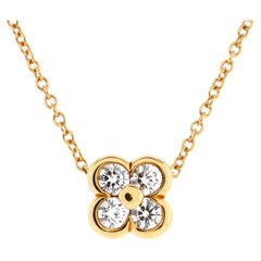 Tiffany & Co. Flower Pendant Necklace 18k Yellow Gold with Diamonds
