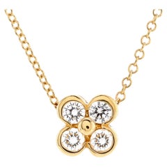 Tiffany & Co. Flower Pendant Necklace 18K Yellow Gold with Diamonds
