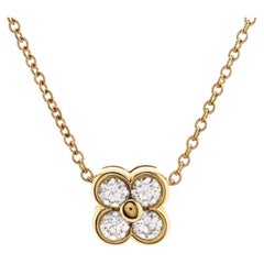 Tiffany & Co. Flower Pendant Necklace 18K Yellow Gold with Diamonds