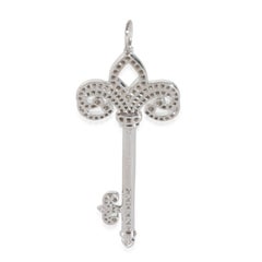 Tiffany & Co. Fluer de Lis Diamond Key Pendant in Platinum 0.37 CTW
