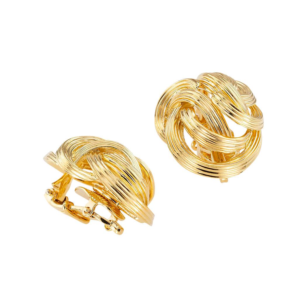 Tiffany & Co. Fluted Yellow Gold Clip Earrings In Good Condition In Los Angeles, CA