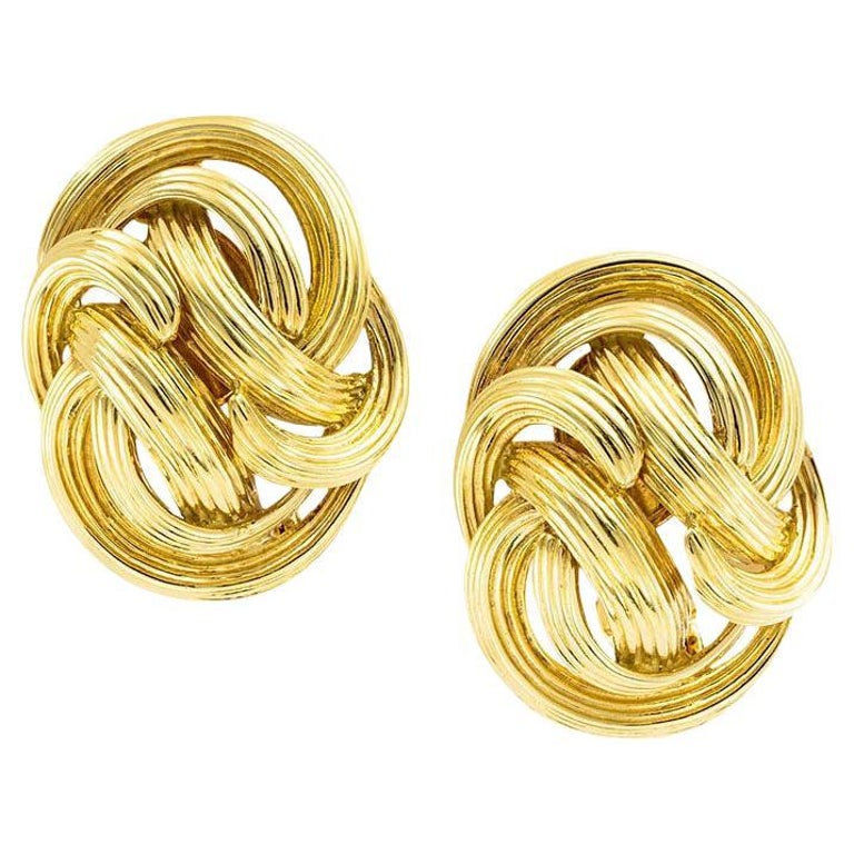 Tiffany and Co Fluted Yellow Gold Earrings at 1stDibs