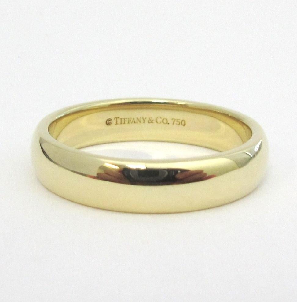 TIFFANY & Co. Forever Or 18K 4.5mm Lucida Wedding Band Ring 7 Excellent état à Los Angeles, CA
