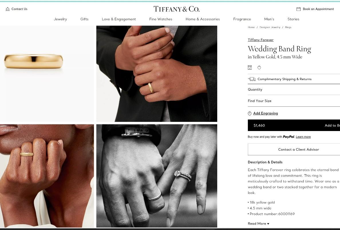 TIFFANY & Co. Forever Or 18K 4.5mm Lucida Wedding Band Ring 7 3