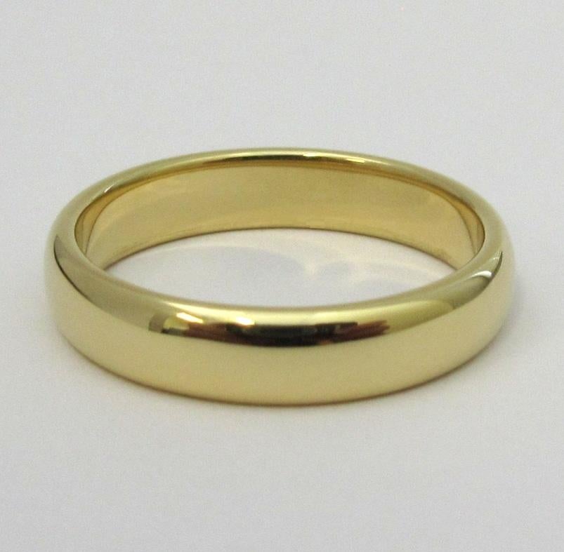 Women's or Men's TIFFANY & Co. Forever 18K Gold 4.5mm Lucida Wedding Band Ring 8 For Sale
