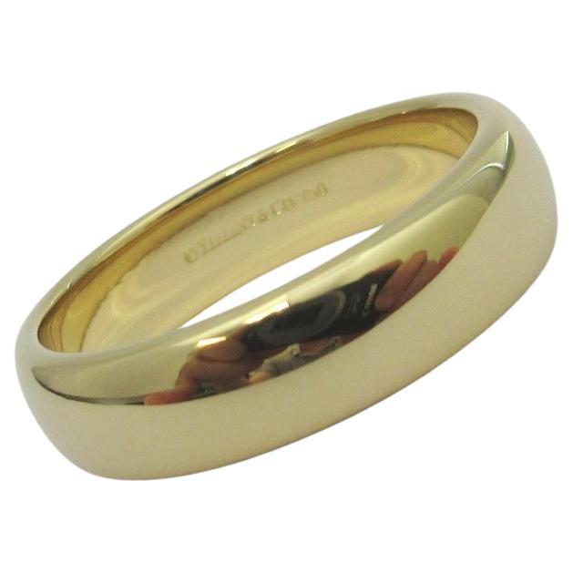 TIFFANY & Co. Forever 18K Gold 6mm Lucida Wedding Band Ring 11 For Sale