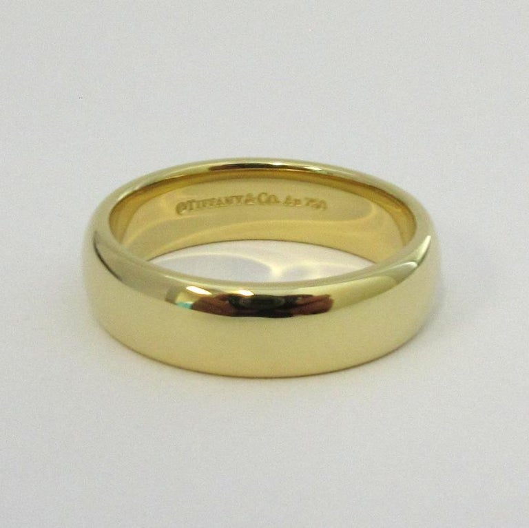 Tiffany and Co. Forever 18k Gold 6mm Lucida Wedding Band Ring 8 For