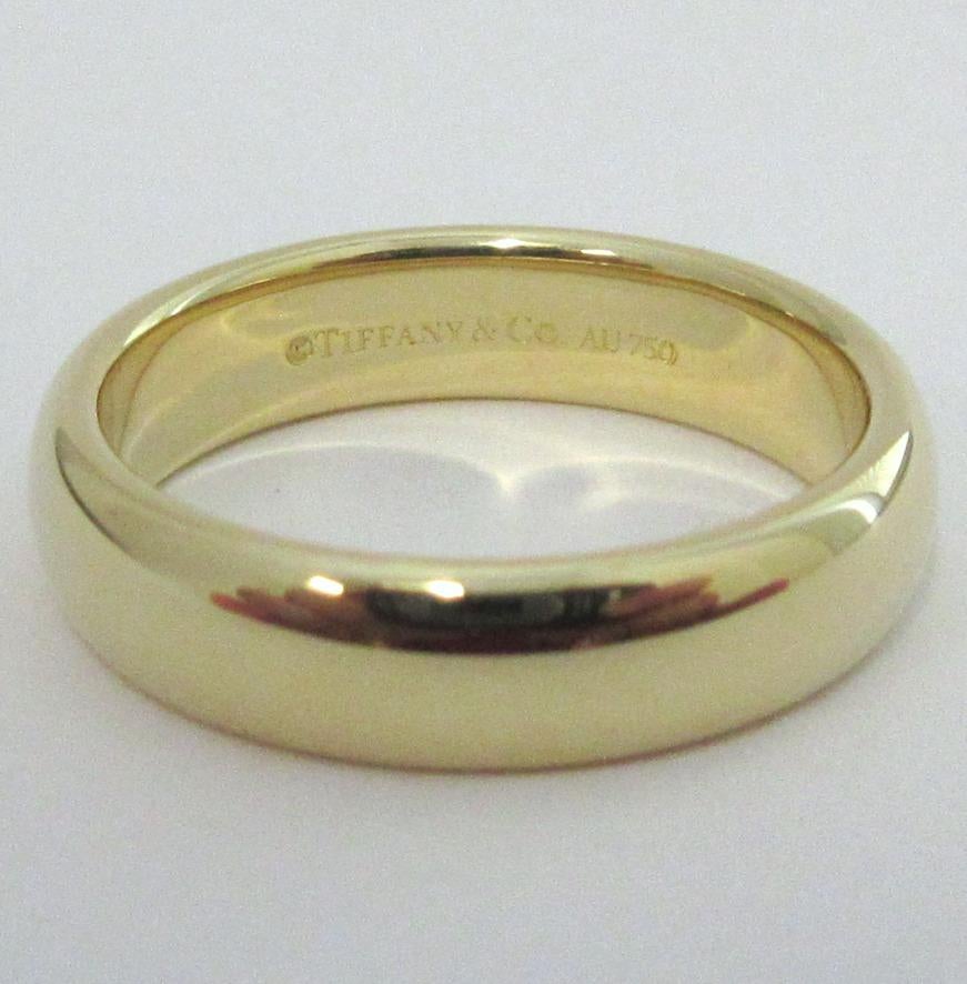 TIFFANY & Co. Forever 18K Yellow Gold 4.5mm Lucida Wedding Band Ring 5.5 For Sale 3