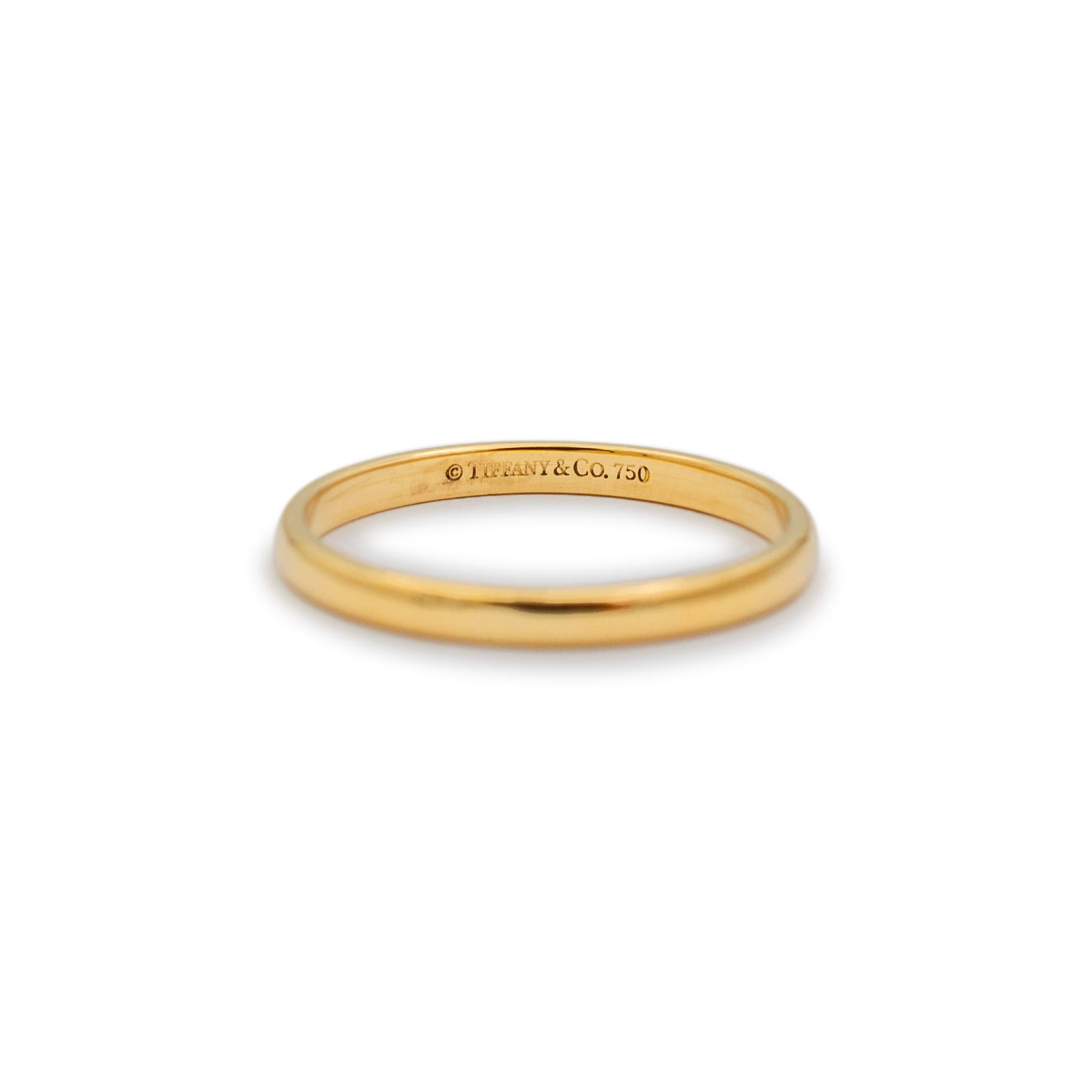 Women's Tiffany & Co. Forever 18K Yellow Gold Wedding Band Ring For Sale