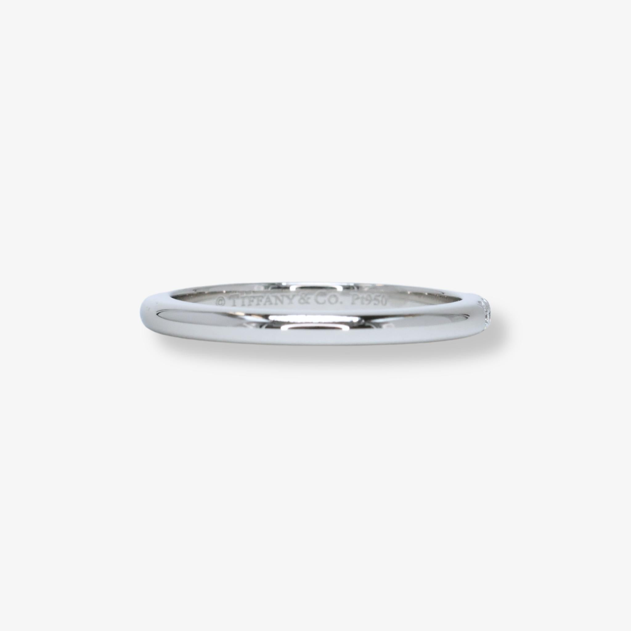 Round Cut Tiffany & Co. Forever 3 Diamonds & Platinum Wedding Band For Sale
