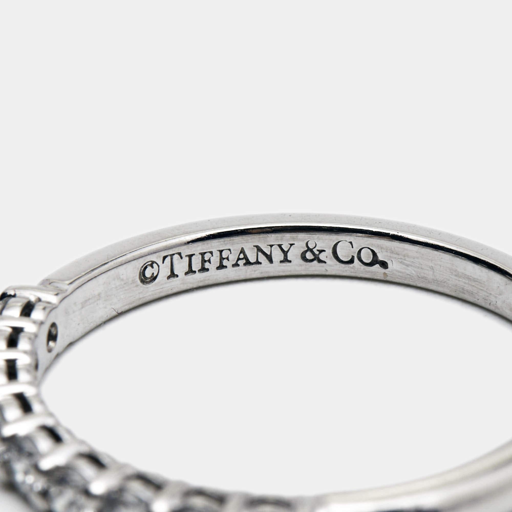 Tiffany & Co. Forever Diamonds Platinum Half Eternity Band Ring 51 In Good Condition In Dubai, Al Qouz 2