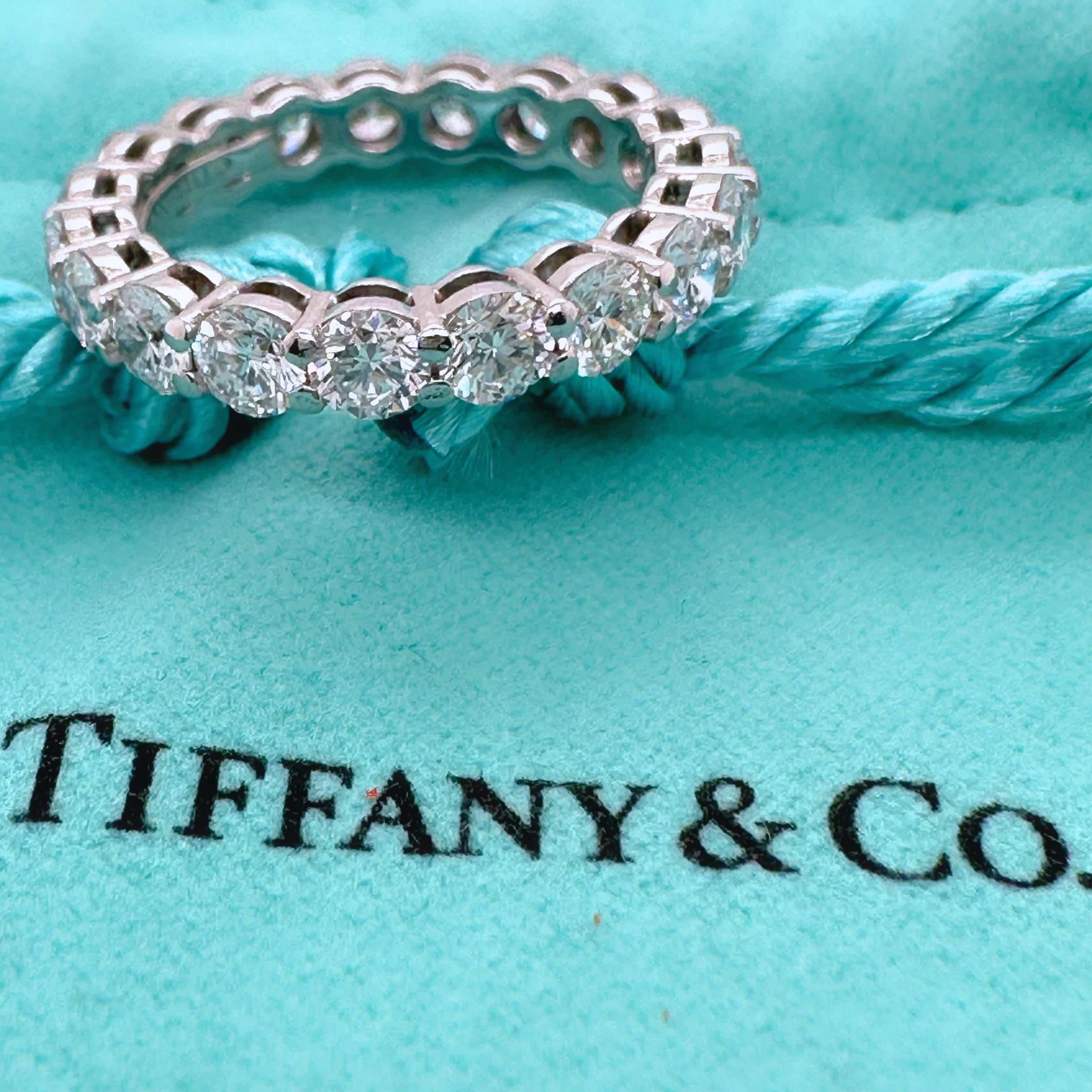 Tiffany & Co FOREVER Full Circle Round Diamond 3.02 tcw Band Ring Platinum For Sale 2