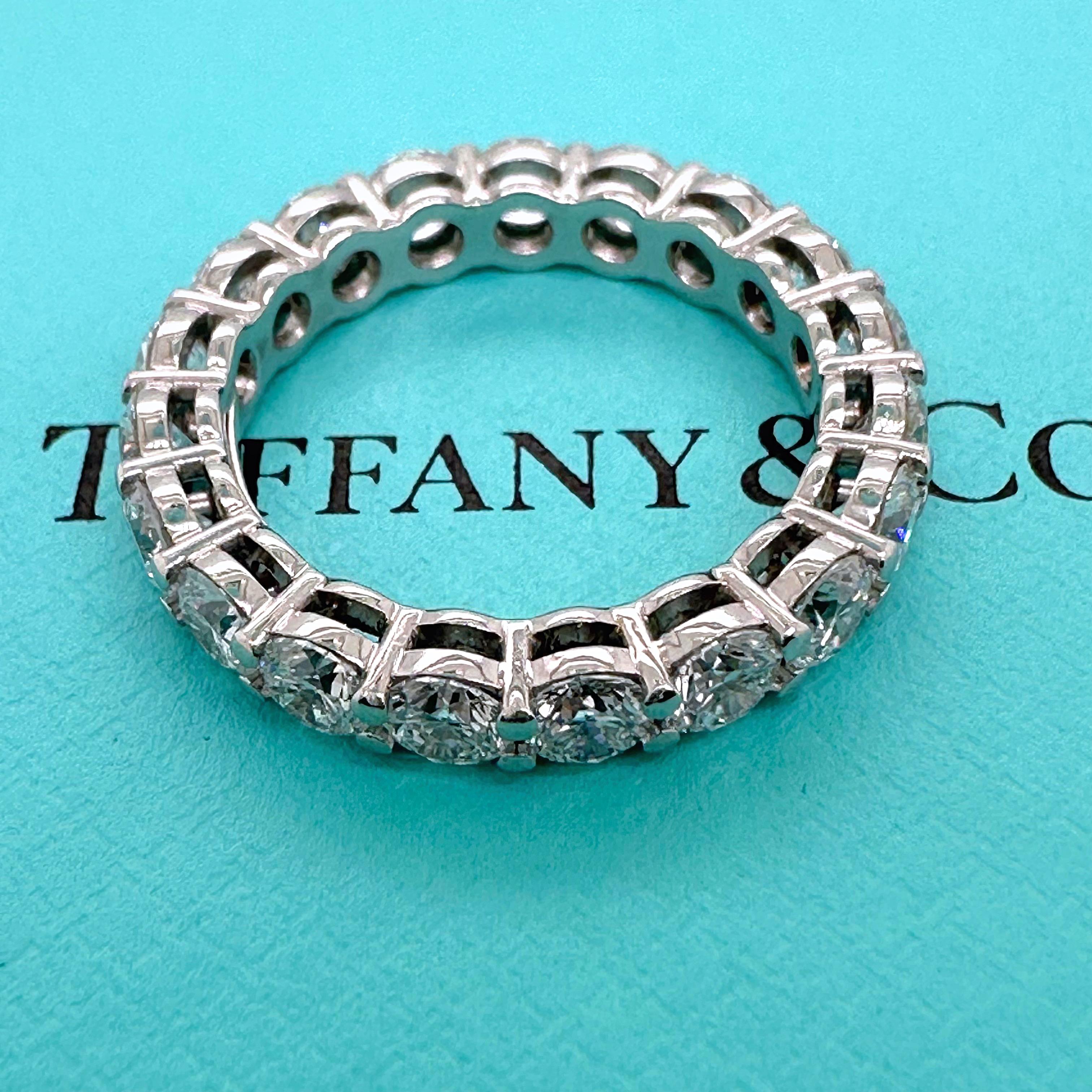 Women's or Men's Tiffany & Co FOREVER Full Circle Round Diamond 3.02 tcw Band Ring Platinum For Sale