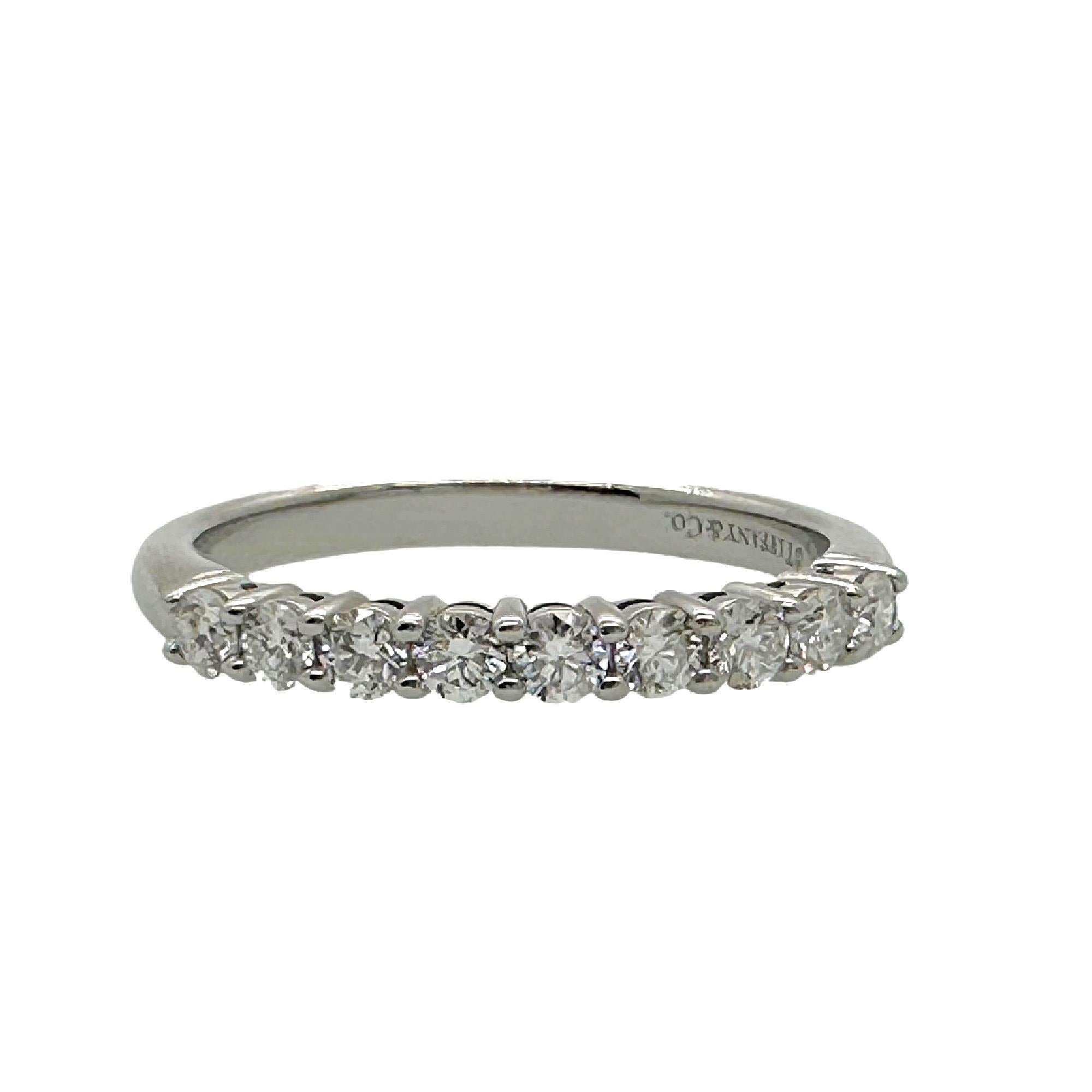 Tiffany & Co. Forever Half-Circle Diamond Band 2.2 MM in Platinum In Excellent Condition For Sale In San Diego, CA