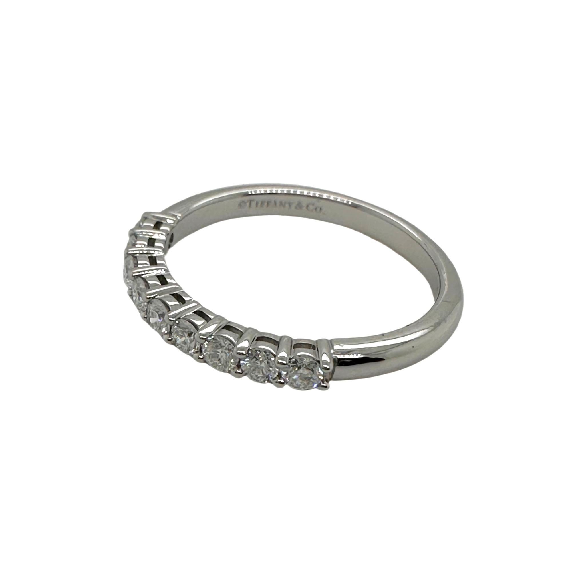 Women's or Men's Tiffany & Co. Forever Half-Circle Diamond Band 2.2 MM in Platinum For Sale