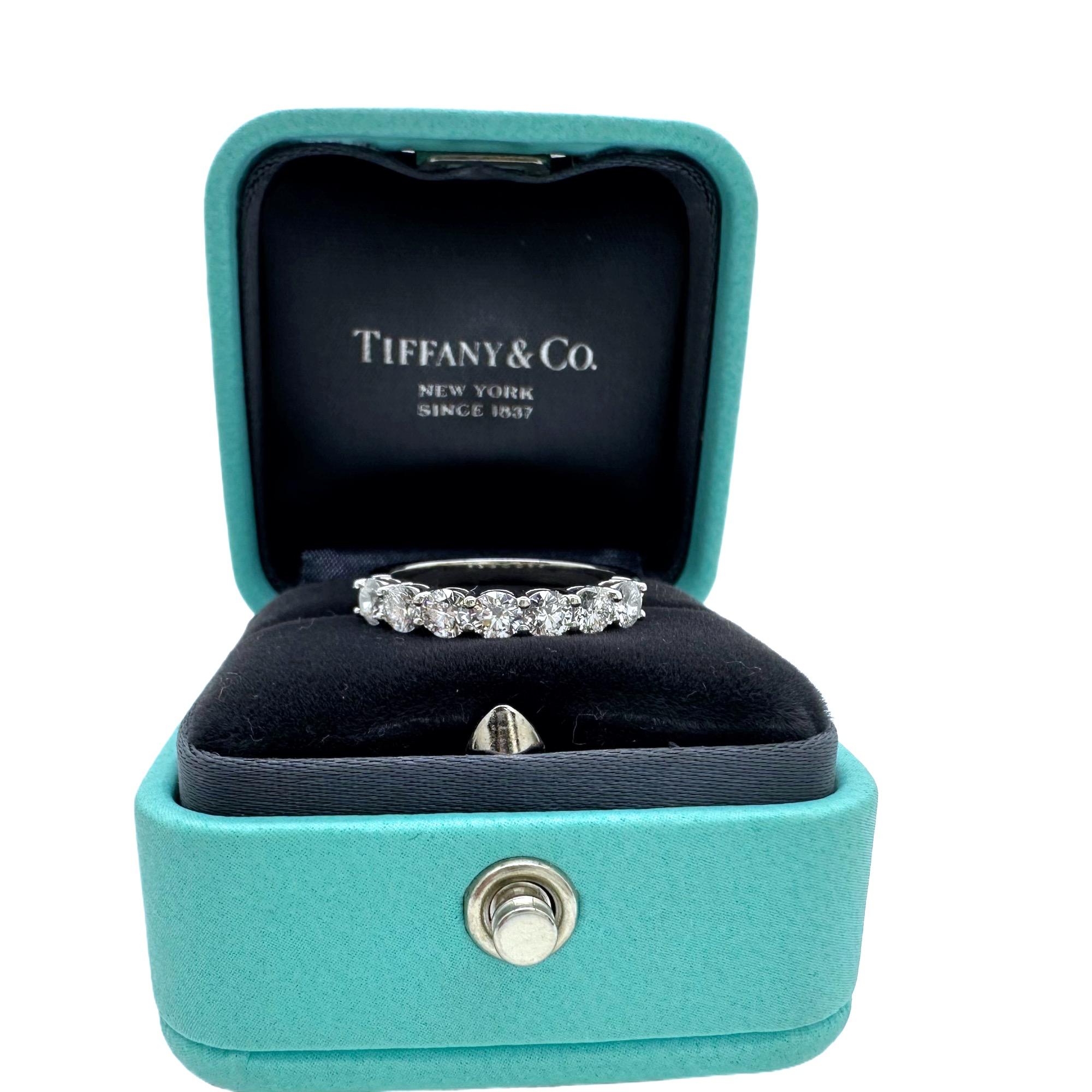 Tiffany & Co. Forever Half Circle Diamond Band Platinum 3.5 MM In Excellent Condition For Sale In San Diego, CA