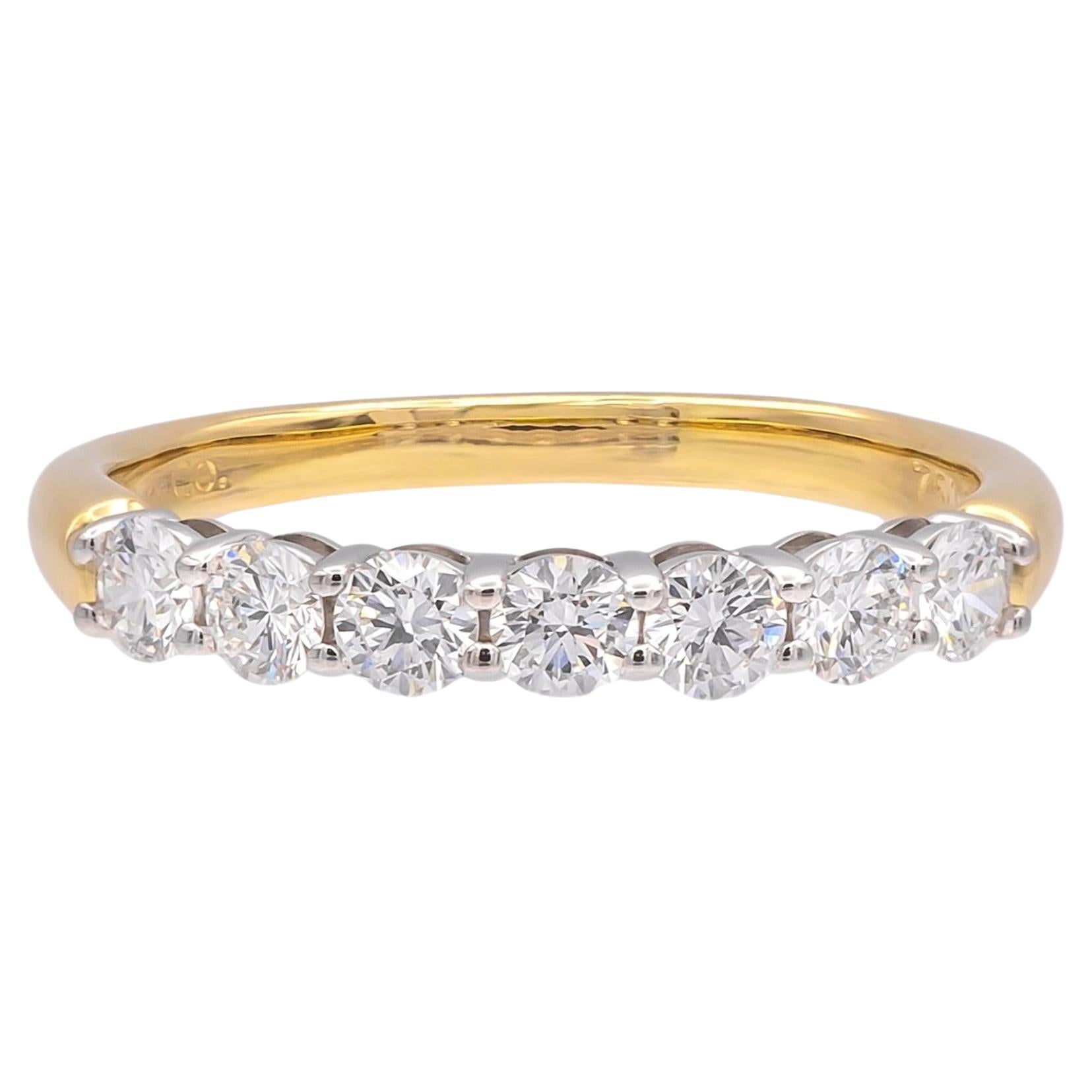 Tiffany 
Co. Forever Platinum 
18K Yellow Gold 7-Stone Diamond Ring 3mm en vente