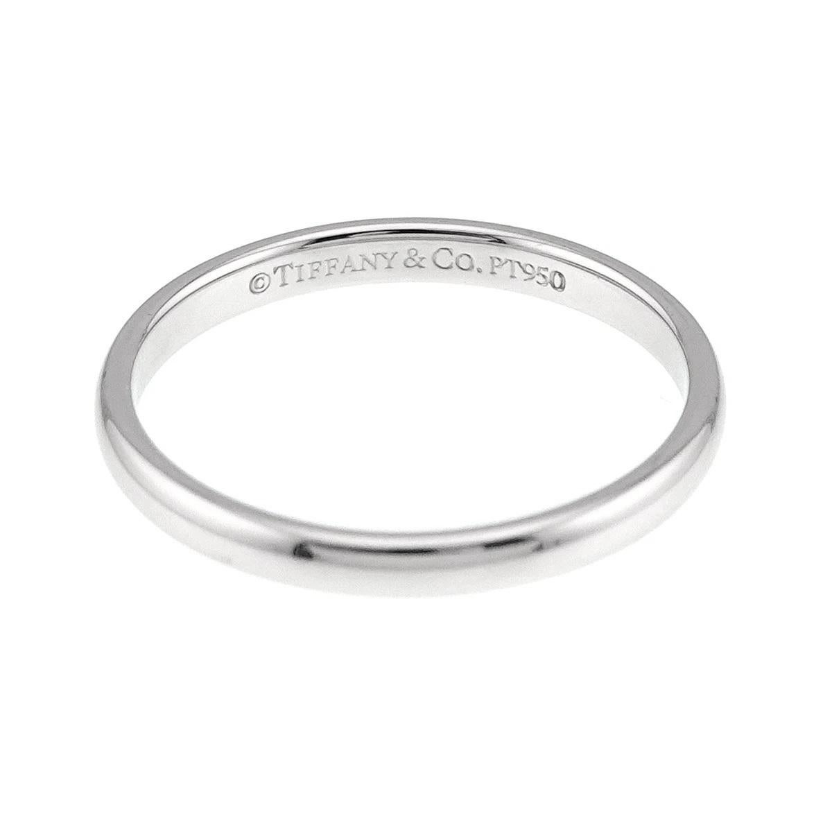 TIFFANY & Co. Forever Platinum 2mm Lucida Wedding Band Ring 5 For Sale 1