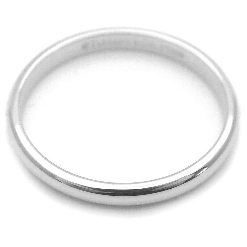 Women's TIFFANY & Co. Forever Platinum 2mm Lucida Wedding Band Ring 5.5 For Sale