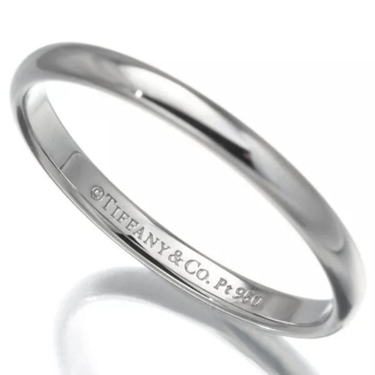 TIFFANY & Co. Forever Platinum 2mm Lucida Wedding Band Ring 7 For Sale 1