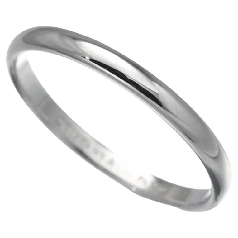 TIFFANY & Co. Forever Platinum 2mm Lucida Wedding Band Ring 7 For Sale