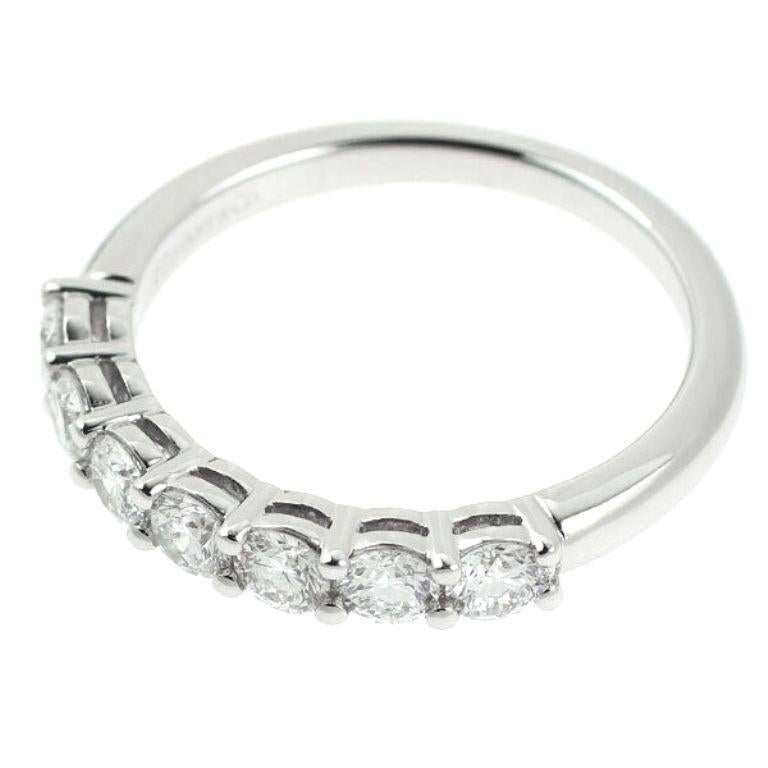 Round Cut TIFFANY & Co. Forever Platinum 3mm Half Circle Diamond Embrace Band Ring 5 For Sale