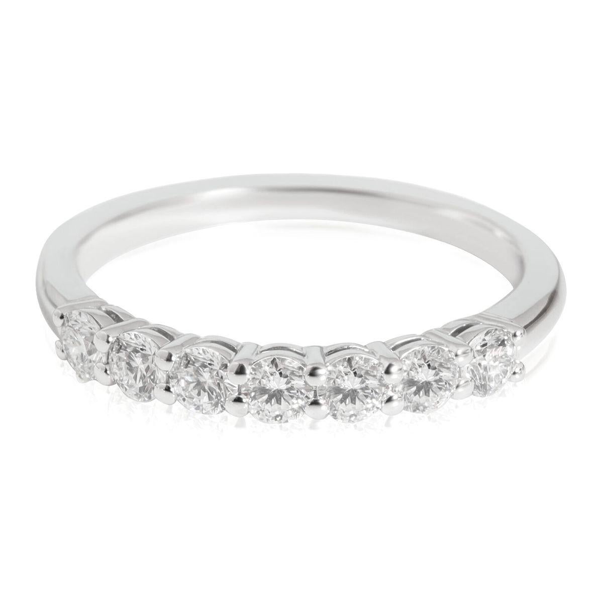 Taille ronde TIFFANY & Co. Forever Platinum 3mm Half Circle Diamond Embrace Band Ring 7.5 New en vente