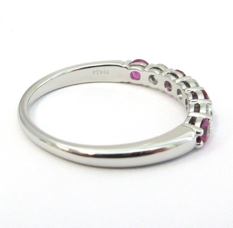 Tiffany & Co. Forever Platinum Half Circle Diamond Pink Sapphire Band Ring 8 3