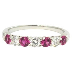 Tiffany & Co. Forever Platinum Half Circle Diamond Pink Sapphire Band Ring 8