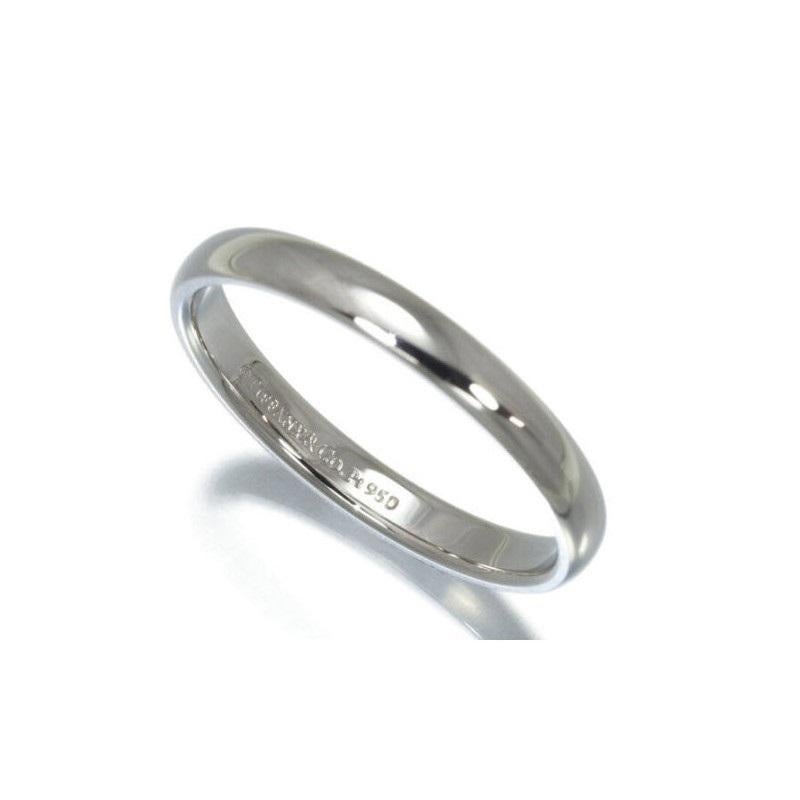 TIFFANY & Co. Forever Platinum 3mm Lucida Wedding Band Ring 10.5 Unisexe en vente