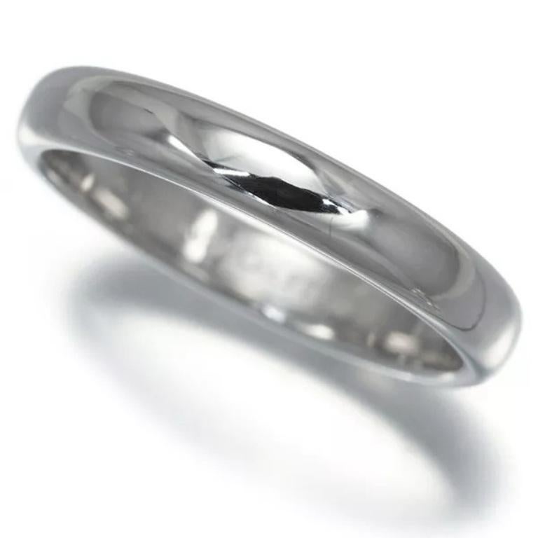 TIFFANY & Co. Forever Platinum 3mm Lucida Wedding Band Ring 5 New In New Condition For Sale In Los Angeles, CA
