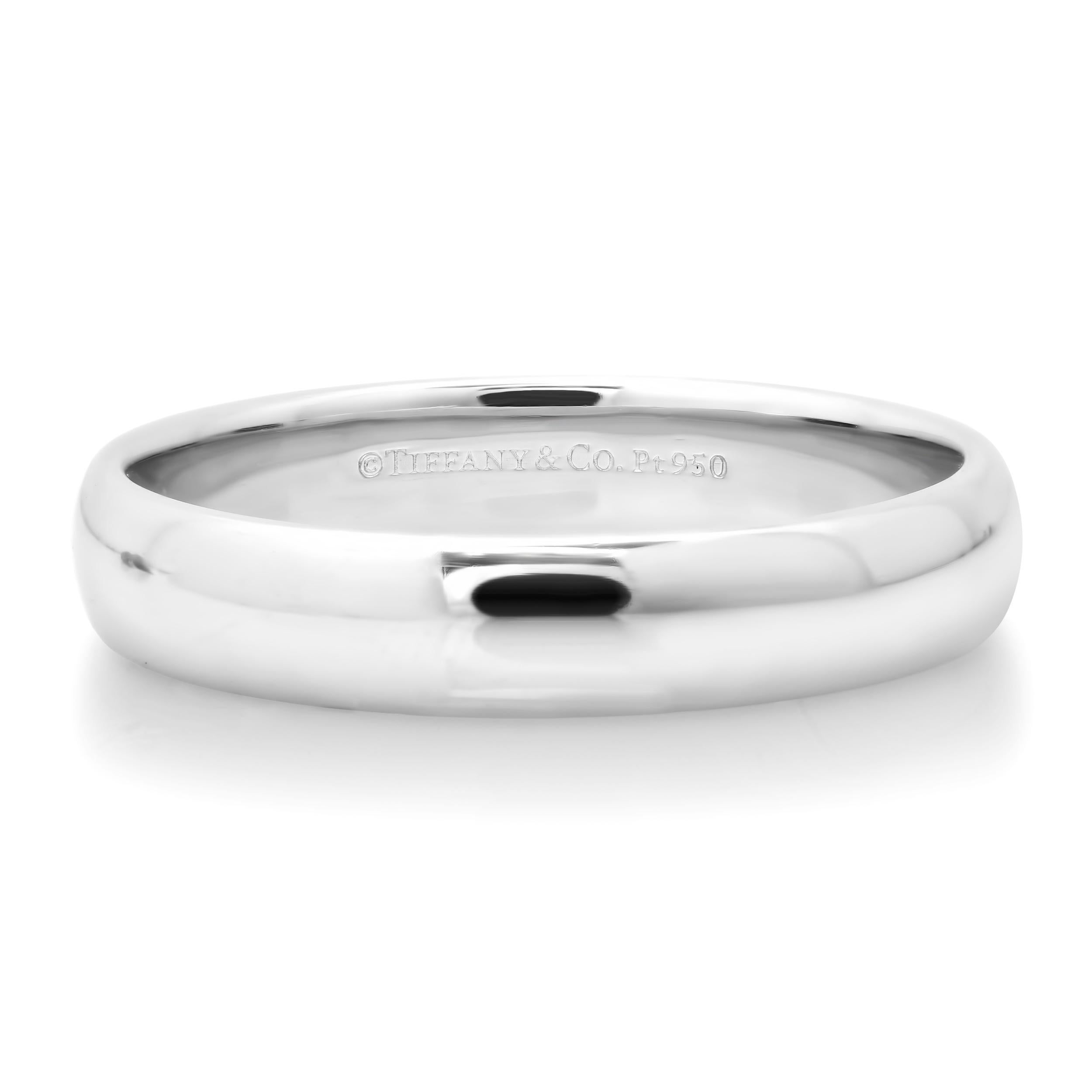 TIFFANY & Co. Forever Platinum 4.5mm Lucida Wedding Band Ring 11.5 Men's For Sale 2