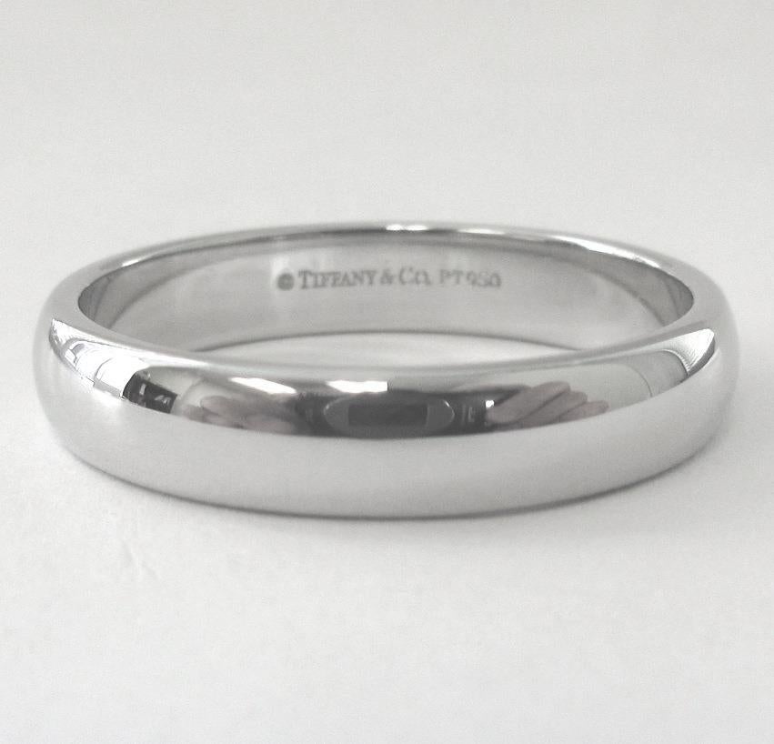TIFFANY & Co. Forever Platinum 4.5mm Lucida Wedding Band Ring 12 Men's For Sale 1