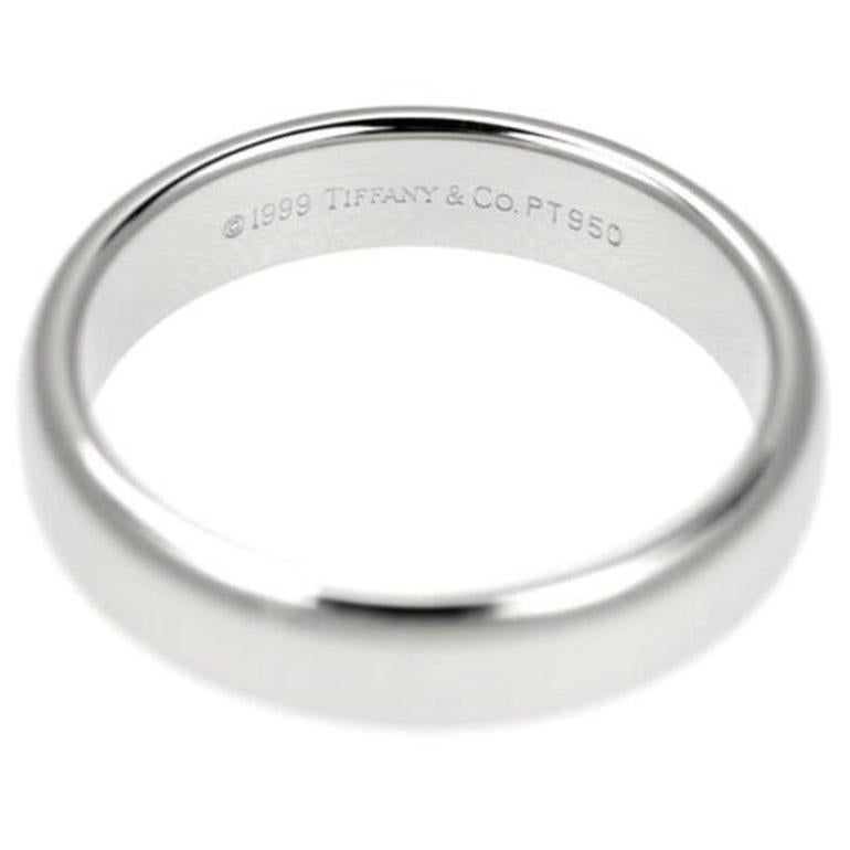 Women's or Men's TIFFANY & Co. Forever Platinum 4.5mm Lucida Wedding Band Ring 7 For Sale