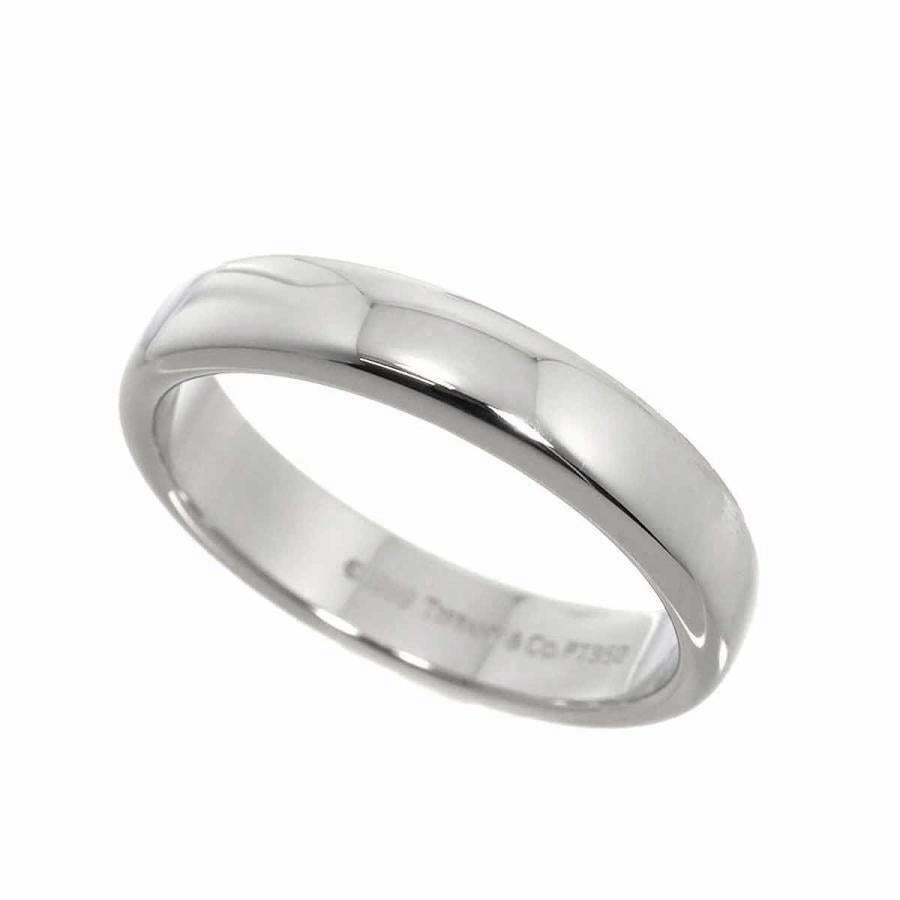 Women's or Men's TIFFANY & Co. Forever Platinum 4.5mm Lucida Wedding Band Ring 9 For Sale