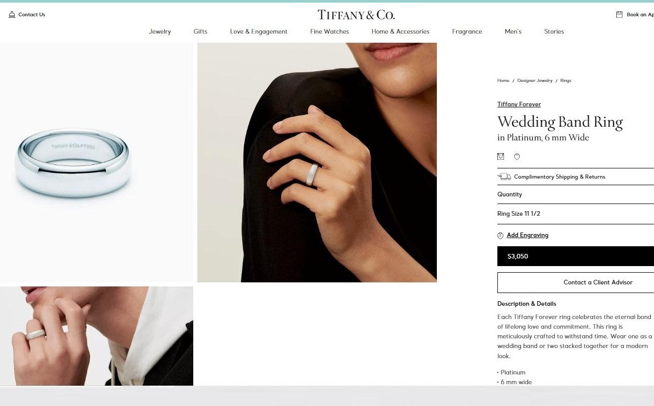 TIFFANY & Co. Forever Platinum 6mm Lucida Wedding Band Ring 11.5 Men's New For Sale 1