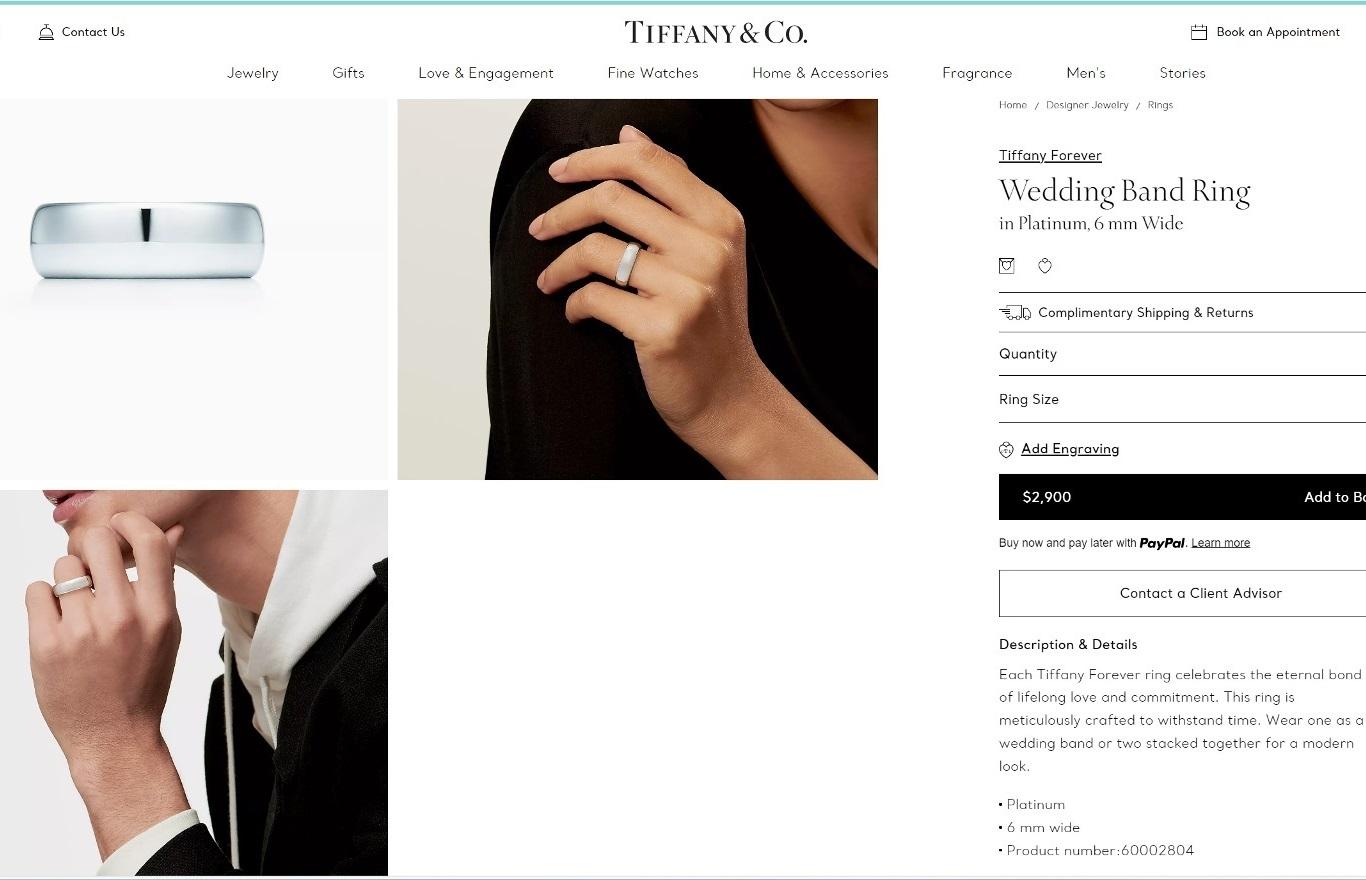 TIFFANY & Co. Forever Platinum 6mm Lucida Wedding Band Ring 9 New 3