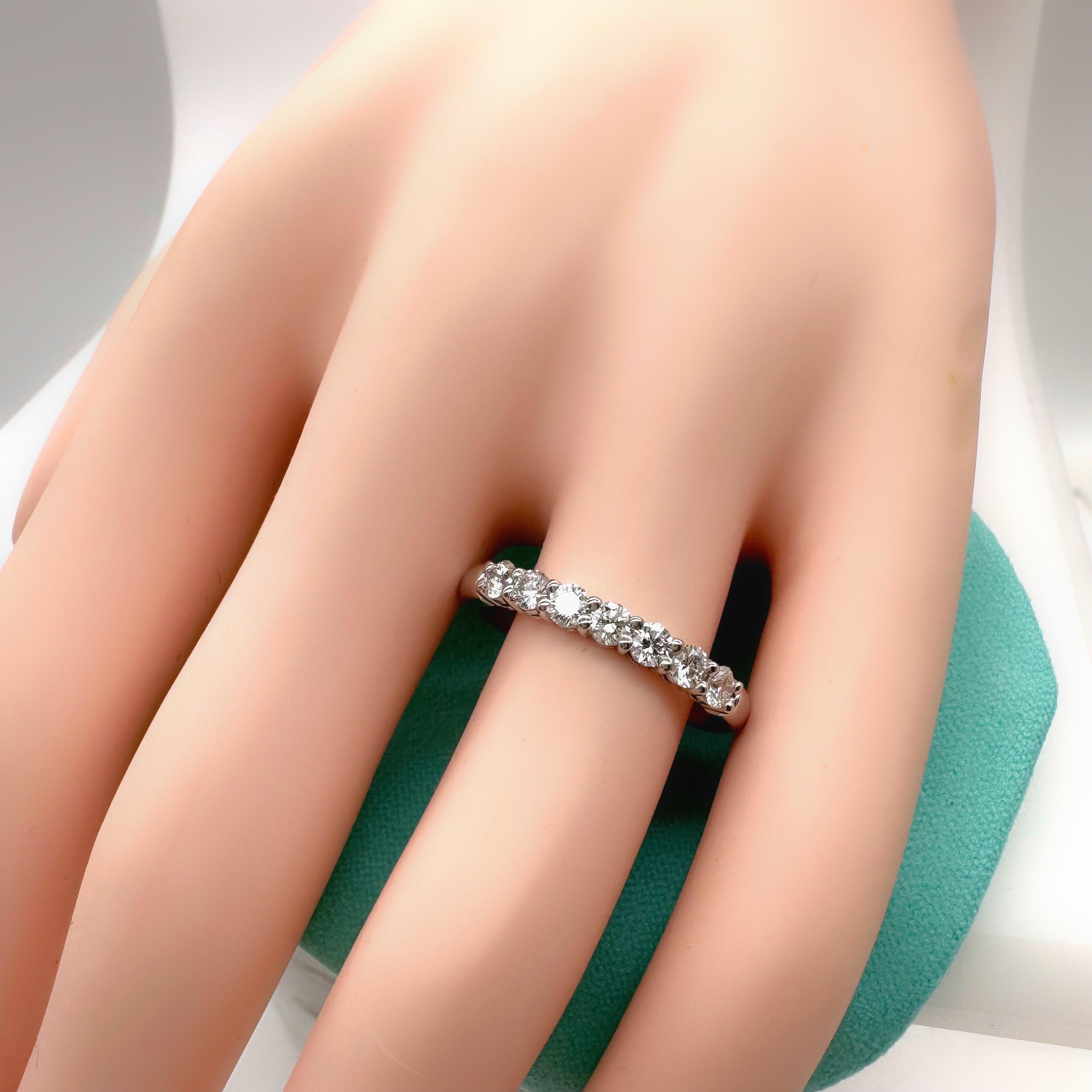 Tiffany & Co Forever Platinum Diamond Band Ring 3mm Half Circle Shared Prong For Sale 10
