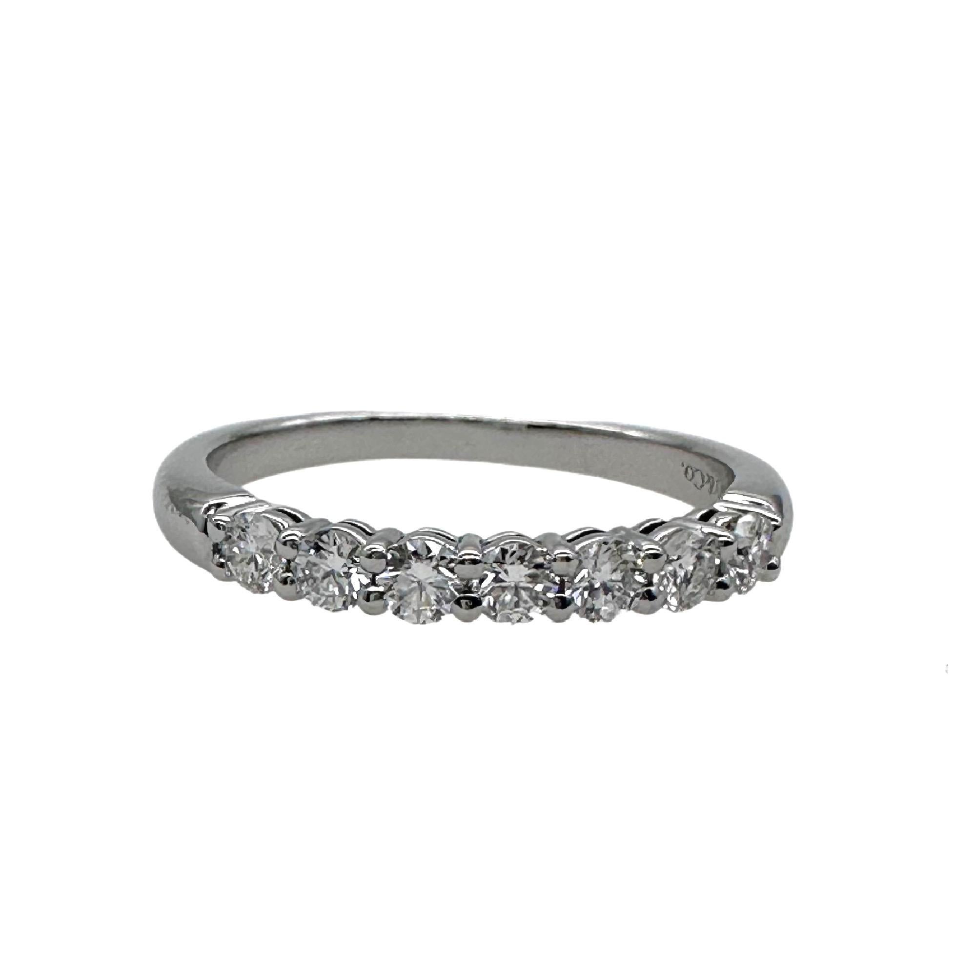 Tiffany & Co Forever Platinum Diamond Band Ring 3mm Half Circle Shared Prong For Sale 1