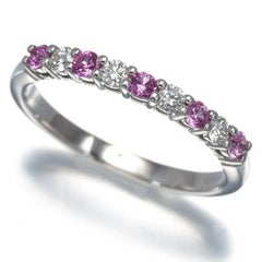 TIFFANY & Co. Forever Platinum Diamond Pink Sapphire Embrace 2.2mm Band Ring 5.5